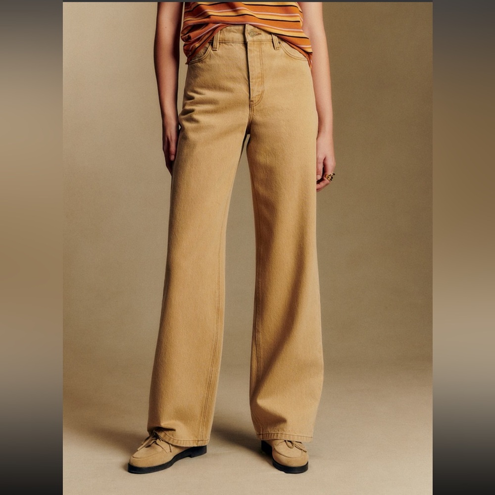 Sézane Wide Leg Trousers - latte